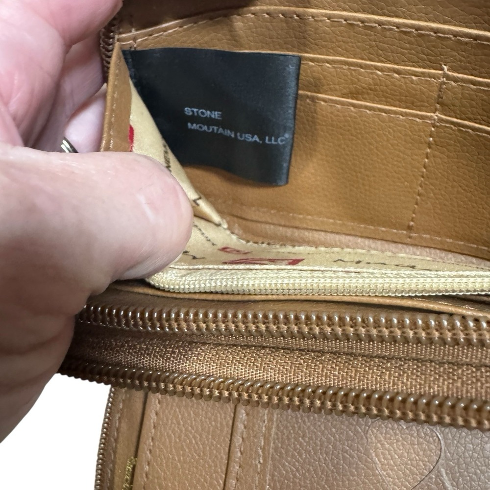Stone Mountain Wallet & Checkbook Purse Bag Genuine Leather Tan 2 Piece Set - Picture 5 of 10